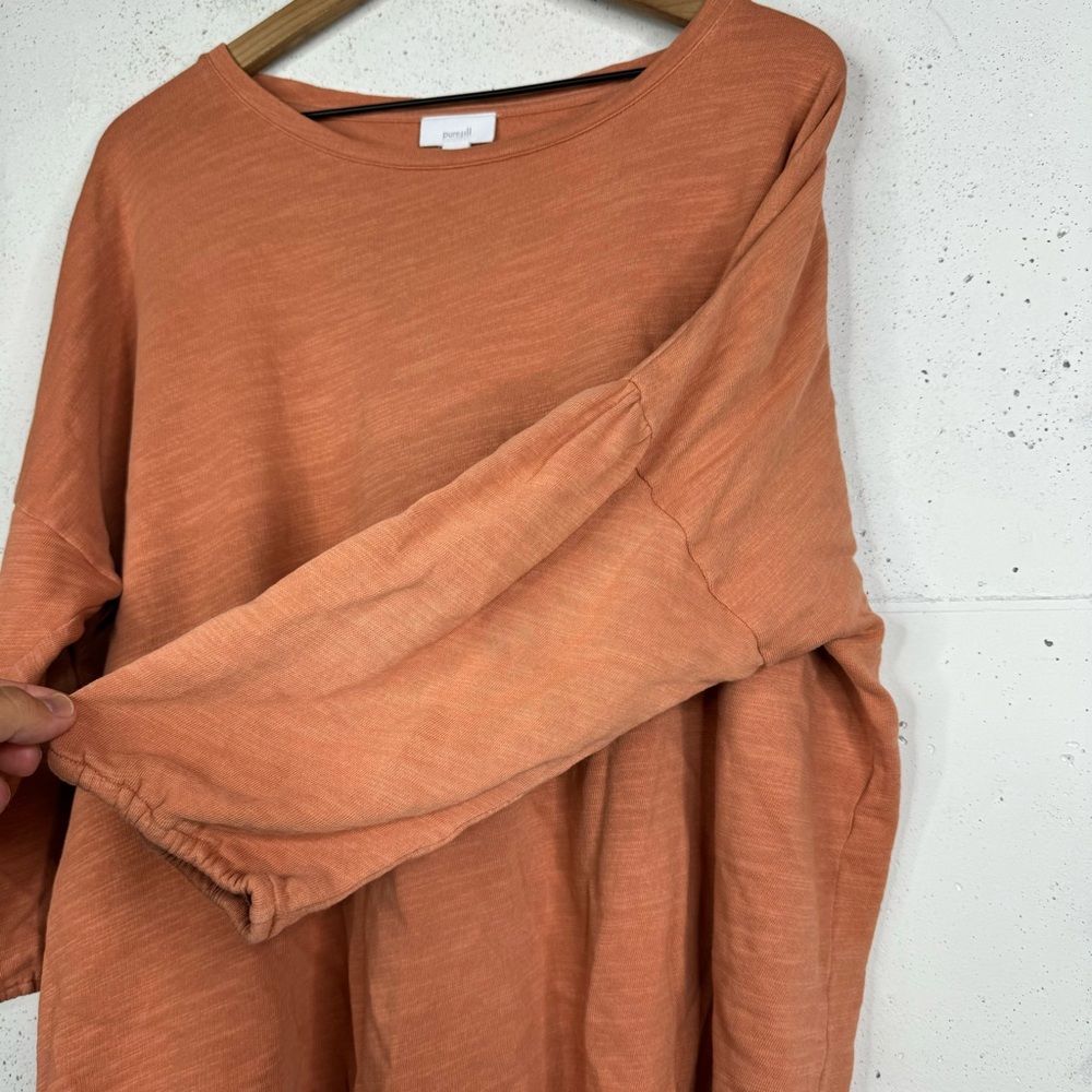 Pure Jill Cotton French Terry Long Balloon Puff Sleeve Tunic Sweater - Picture 5 of 8